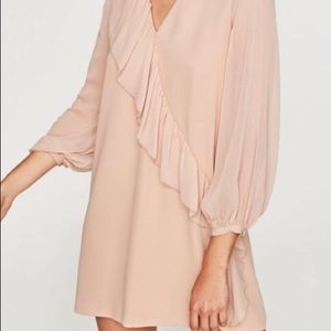 Zara basic blush ruffle summer dress